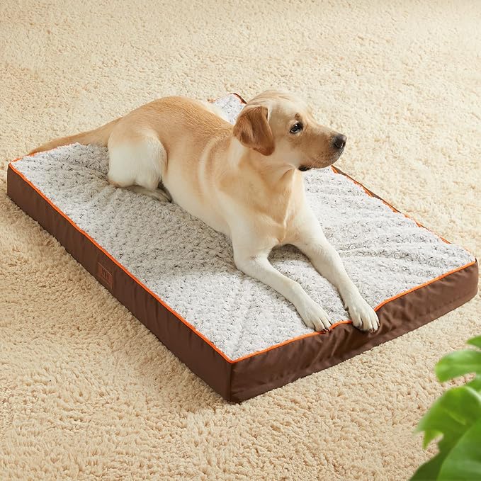 WESTERN HOME WH Large Dog Bed for Large, Jumbo, Medium Dogs, Orthopedic Pet Bed Waterproof Mattress with Removable Washable Cover, Thick Egg Crate Foam Dog Bed with Non-Slip Bottom