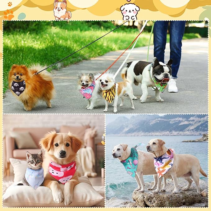 Wesiti 100 Pcs Dog Bandanas Bulk Winter Pet Bandanas Colorful Triangle Scarf Scarf Bib Kerchief Set Adjustable Dog Bibs Washable Birthday Gift for Small Medium Large Dogs Accessories