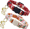 Elegant little tail 2 Pack Cat Collar- Christmas Cat Collars Breakaway with Bell Pendant Wedding Kitten Boy Girl Safety Adjustable 7-12 Inch Collar for Small Cats Puppy