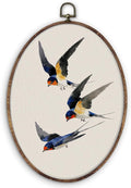 DILSJ Vintage Swallow Bird Oval Wall Art Decor, Rustic Nature Bird Canvas Wall Art Framed, Watercolor Japanese Swallow Hanging Decorations for Home Living Room Bedroom, 11x8.5 Inch