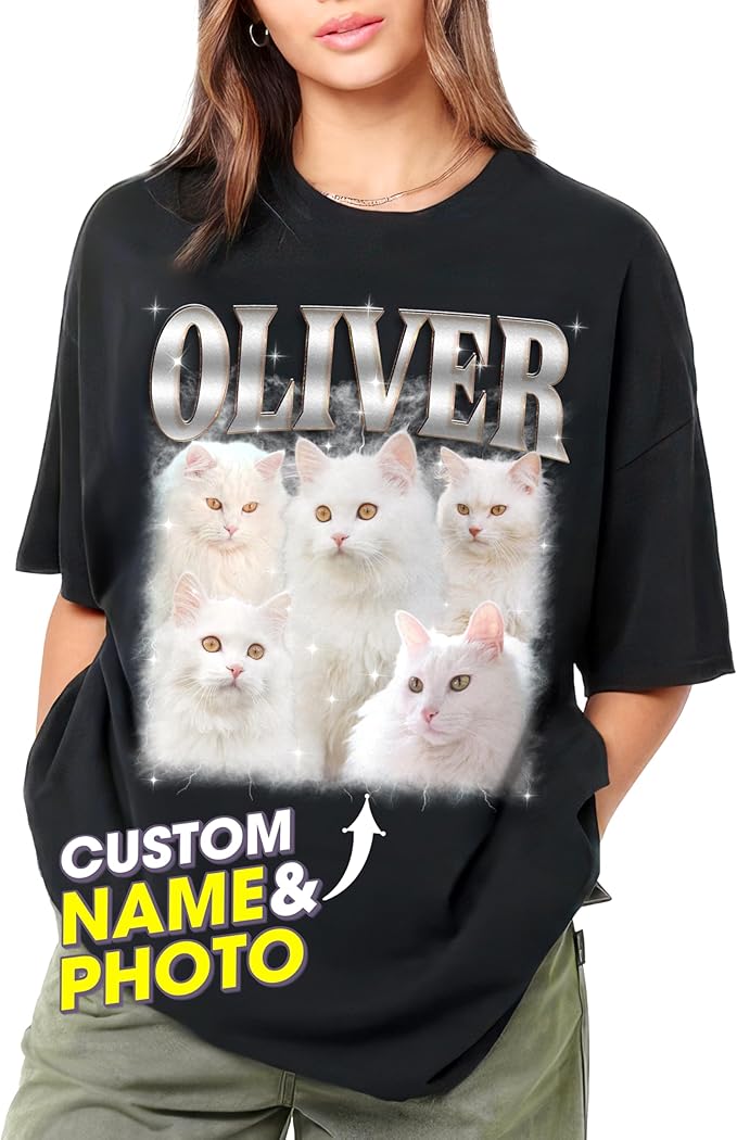 JIX & JOKY Custom Your Own Bootleg Rap Shirts with Dog Faces Custom Pet Shirt for Men Graphic Tshirt Gift Idea for Pet Lovers