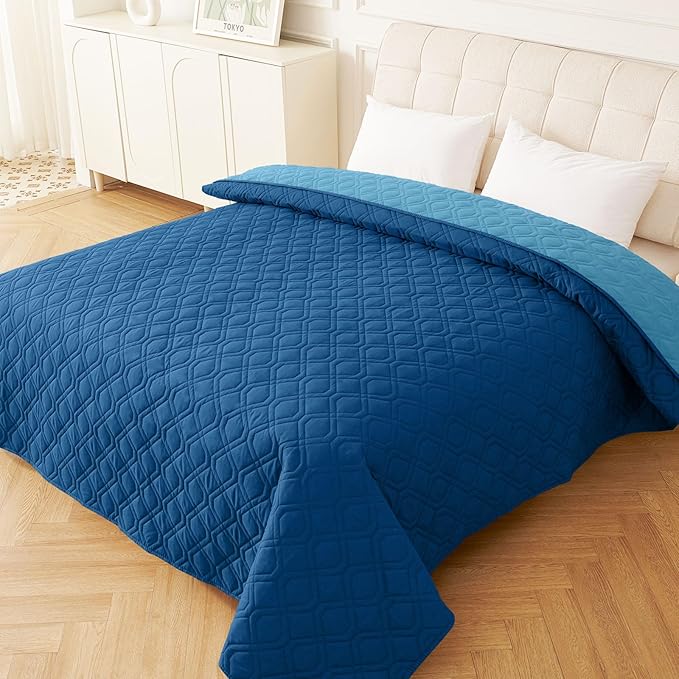 hyha Waterproof Dog Bed Blanket, Soft Pet Blankets, Waterproof Couch Cover for Dogs, Reversible Sofa Covers Washable for Furniture (52x82 Inch, Navy Blue/Blue)