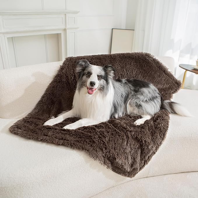 gogobunny Waterproof Dog Blanket for Couch & Furniture Protection - Super Soft Reversible Throw for Large Dogs & Cats, Calming Washable Fur & Sherpa Pet Blanket (40x50 Inch, Chocolate)