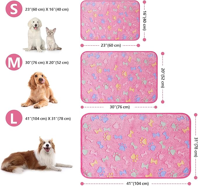 LeapSheep Pet Blankets for Dogs Cats - 3Pack Bone Pattern Super Soft Fluffy Dog Blankets for Small Medium Large Doggy Kitten (Bone, Medium)