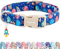 Faygarsle Space Theme Dog Collar, Navy Blue with Rockets and Planets Pattern for Summer Small Medium Large Dogs L
