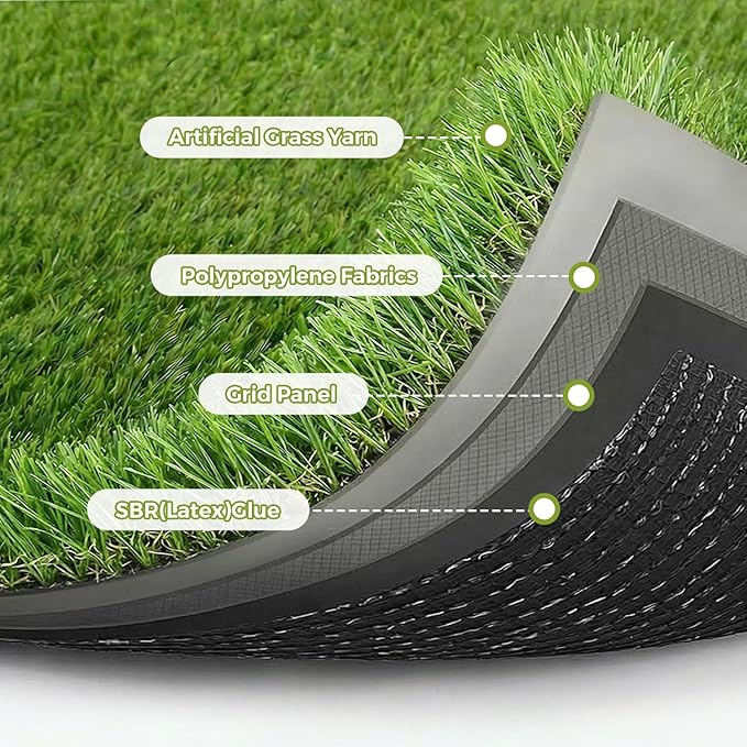 Artificial Grass Rug Indoor Outdoor, 8 x 8Inch Faux Grass Turf Sample, Realistic Artificial Lawn Rug Dog Pets Mat, Turf Carpet for Garden Lawn Landscape Balcony Patio Backyard Easter Decor