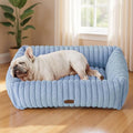 Bedsure ComfyFleece™ Washable Dog Bed for Medium Dogs - Cute Furry Puppy Beds, Rectangle Orthopedic Corduroy Fleece Pet Beds with Removable Zipper Cover, 30x24x8inches, Blue