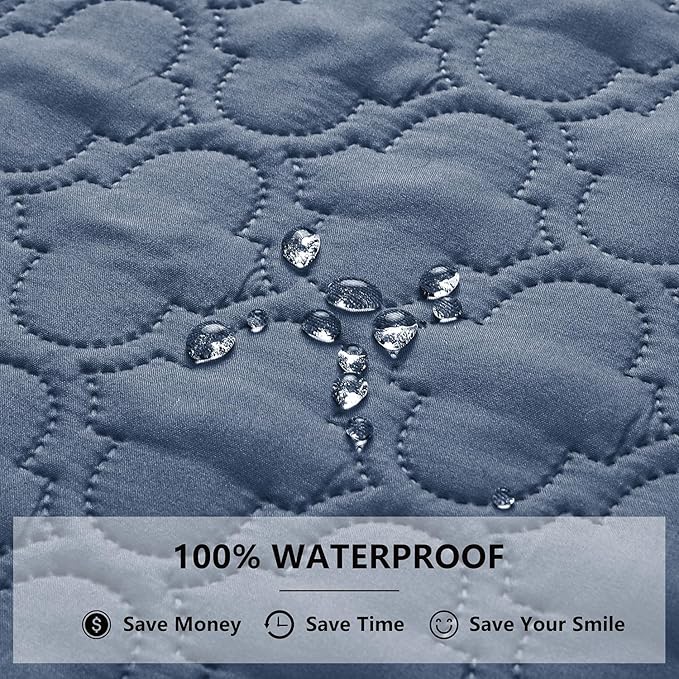 Waterproof Couch Cover for Dogs Washable, Reversible Dog Bed Blanket Pet Sofa Furniture Protector(52x82 Inch, Blue+Cream)