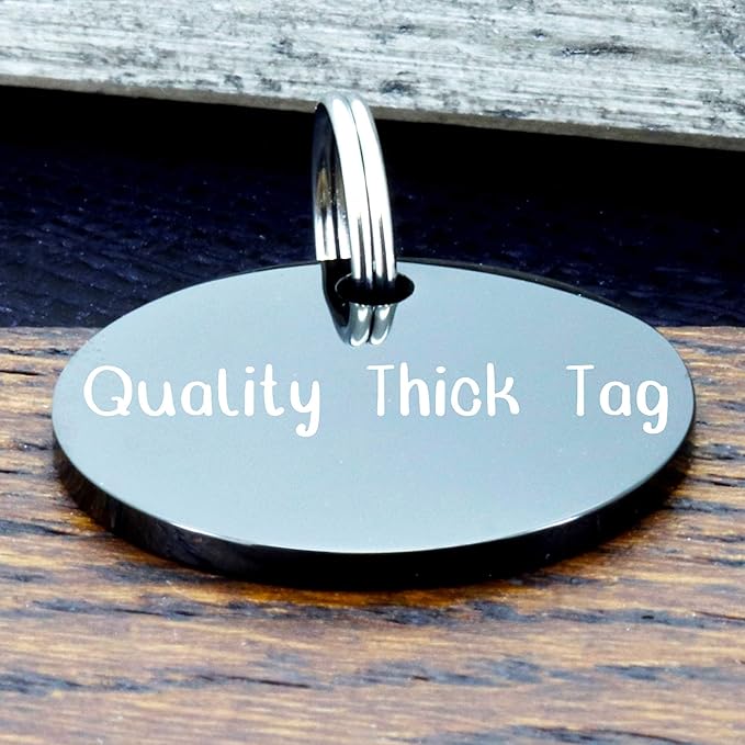 Ultra Joys Stainless Steel Pet ID Tag Dog Name Tags Personalized Front and Back Engraving, Customized Dog Tags and Cat Tags, Optional Engraved on Both Sides, Round Tag w/Mountain on Top Design, Small