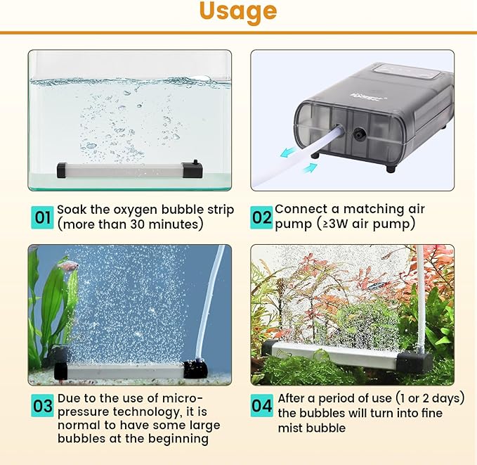 hygger Aquarium Bubble Strip, Nano Air Bubble Curtain Wall Aquarium Air Stone Kit, Quiet High Dissolved Oxygen Diffuser Fish Tank Bubbler Decorations for Freshwater Saltwater (5.9 Inch)