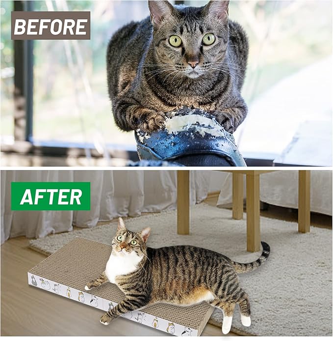 PatiencET Cat Scratcher Cardboard 3 PCS Cat Scratch Pad Reversible Scratcher Texture Design Durable Cat Scratching Pad