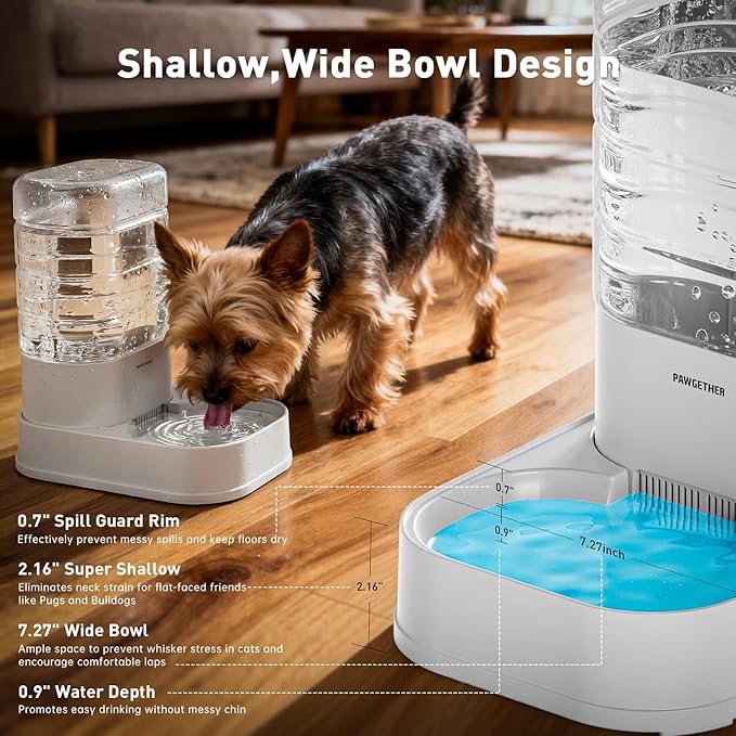 Gravity Dog Water Bowl Dispenser Automatic Pet Water Dispenser for Dogs Gravity Water Bowl for Cats 1 Gallon/3.78L with 6 pcs Filters