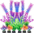 AQUANEAT Artificial Fish Tank Plants, Aquarium Decorations, Purple Plastic Accessories, 10pcs