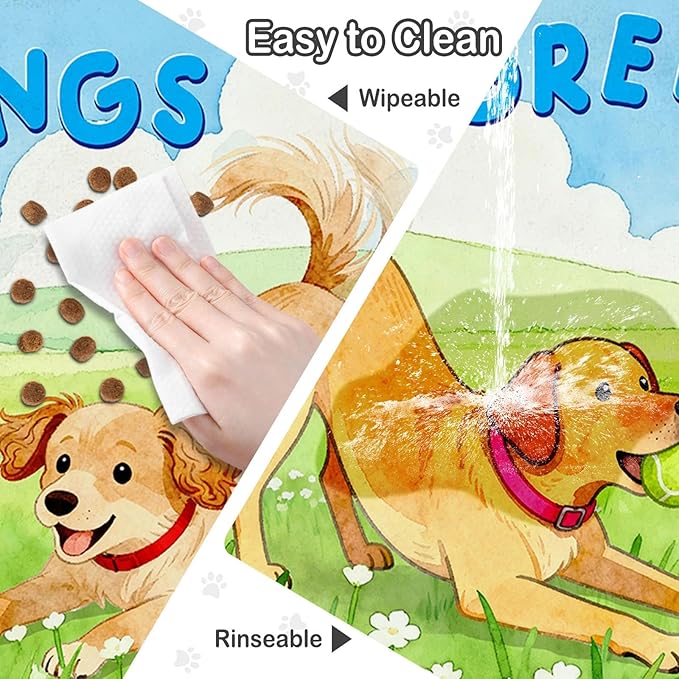 Dog Food Mat for Floors Absorbent, Pet Food Mat, Dogs Greetings Quick Dry Dog Bowl Mats for Food and Water, Non-Slip Cat Pet Feeding Mats for Floor Placemats 12"x20"
