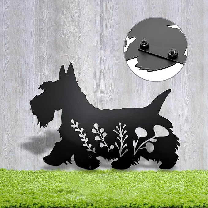 Dog Garden Stake - Unique Gift for Dog Lovers, Black Metal Outdoor Decor, Durable Yard Art Statue (Scottish Terrier)