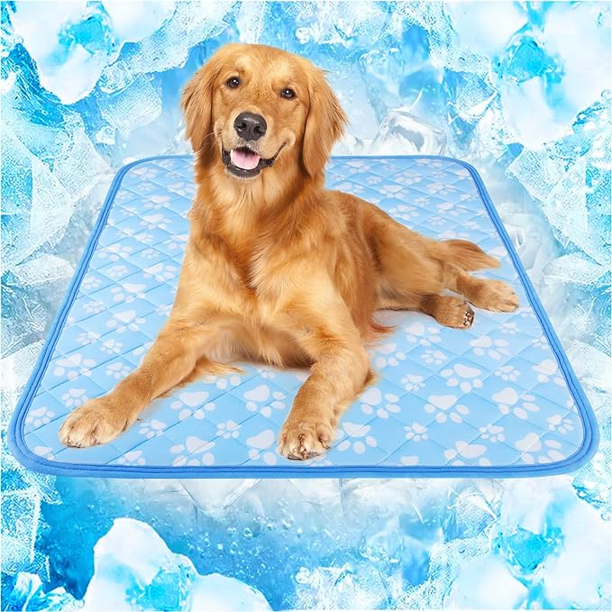 Rywell Cooling Mat for Dogs Extra Large, 44'' x 32'' Color Changing&Arc-Chill Cooling Fiber QMAX>0.5, Washable Non-Toxic Portable Kennel Dog Bed, Non-Slip&Foldable Crate Pad for Large Dog