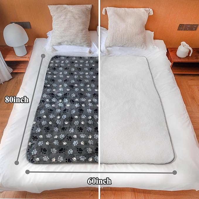 Waterproof Pet Blanket Dog Blankets, Pattern Printing Super Soft Warm Fluffy Facecloth Sofa Car Bed Protector, Urine Proof Washable Pet Blanket for Puppy Large Dogs & Cats 60"*80"