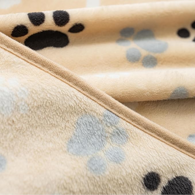 Dog Blanket Paw Bone Pattern 1 Pack 3 Colorful 60"*50" Super Soft Warm Flannel Sofa Cover Car Bed Protector, Urine Proof Washable Outdoor Pet Blanket for Puppy Large Dogs & Cats