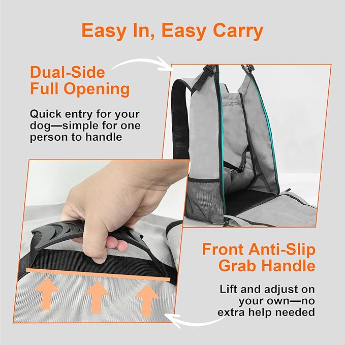 Dog Backpack Carrier, Ergonomic Pet Travel Bag, Suitable for Medium and Large Dogs, Built-in Leash and Adjustable Buckle, Ideal for Hiking and Cycling, M