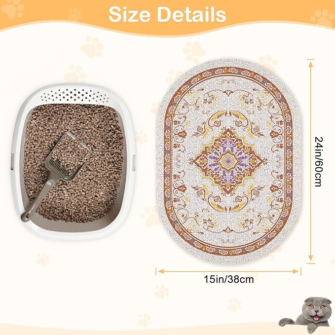 Bienbee Cat Litter Mat, 24" x 15" Litter Box Mat Rug with Non-Slip Bottom,Urine and Water Proof, Easy to Clean Cat Supplies Essentials for Indoor Kitty Kitten Floor, Brown M