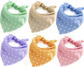 6PCS Spring Dog Bandanas Cat Birthday Cute Soft Cotton Puppy Scarfs Washable Daily Handkerchief Pink Green Blue Orange Purple Gifts, Adjustable Accessories for Small Medium Large Girl Boy Pup Pet