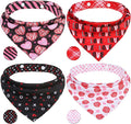 PAWCHIE Valentine's Day Dog Bandanas 4 Pack, Reversible Dog Party Triangle Scarf Bibs,Pet Holiday Costume with Adjustable Snaps,Multiple Love-Themed Patterns for Medium Dogs Puppy,Cats Pets, S