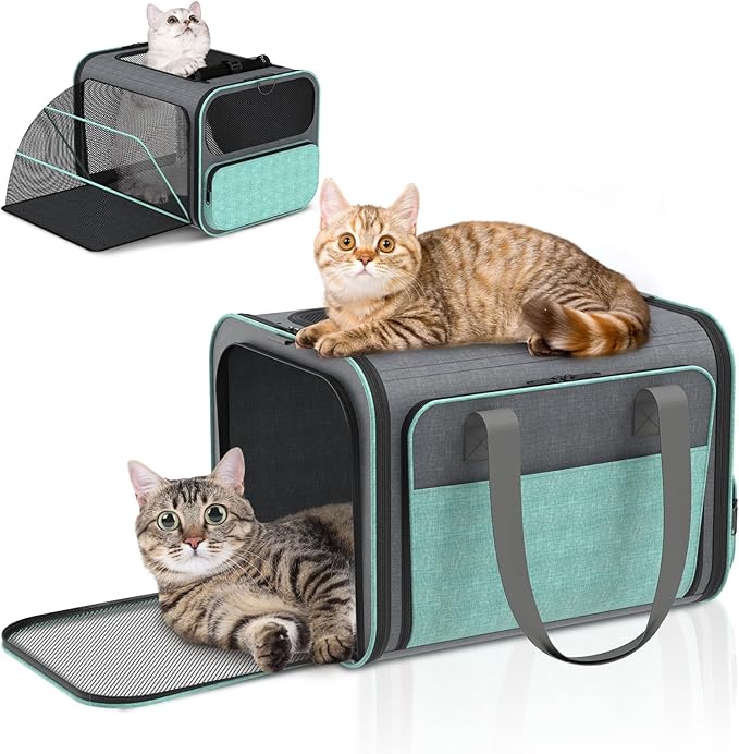Cat Carrier for Airline Approved: Soft-Sided Cat Carrier Expandable for Small Dogs up to 15LBS - Pet Travel Bag for TSA Approved - Breathable for Airplane Camping Outdoor