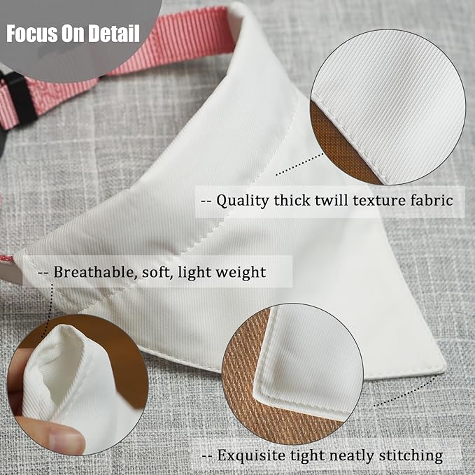 8 Packs Sublimation Blank Dog Bandana Over Collar, Pet Collar Sip-On Bandana Blank Customize White Polyester DIY for Dog Cat Extra Small, Small, Medium & Large (L)