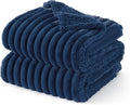 Bedsure ComfyFleece™ Waterproof Dog Blankets for Large Dogs - Soft Pet Cat Blanket Corduroy Fleece for Couch Bed Protector Washable, Cozy Calming Reversible Furniture Protection,50"x60", Navy Blue