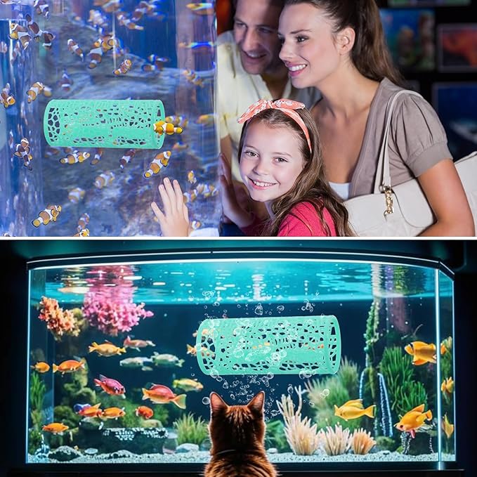 Green Betta Tunnel, Betta Cave with Suction Cups, Plastic Bettas Tank Accessories, Safe Aquarium Decor for Small Fish & Shrimp, Small Fish Toys Hideout Play Area