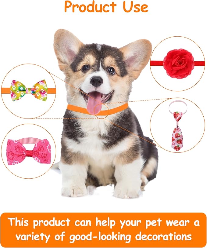 PET SHOW 150 Pack Dog Bow Tie Straps DIY Extension Strap with Adjustable Buckles 15 Colors Suitable for Almost All Types of Dog Bow Ties Newborn Puppy ID Collar Cat Pets Neckties Accessories