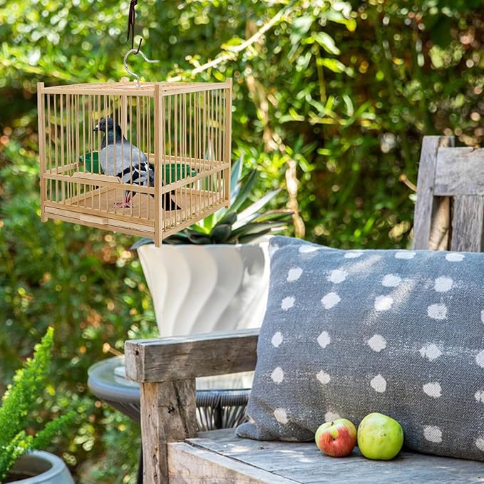 Yardwe Bird Travel Carrier Cage Parrot Cage with Handle Wooden Perch Drink Cup Feeder Dish for Small Parrots Canaries Parrotlets Lovebirds Conures Cockatiels