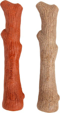 Outward Hound Pupstages Dogwood Mesquite Dog Chew Toy – Real-Wood Blend, Moderate Chewers, Medium, 7.5", 2-Pack (Natural & Mesquite Flavors)