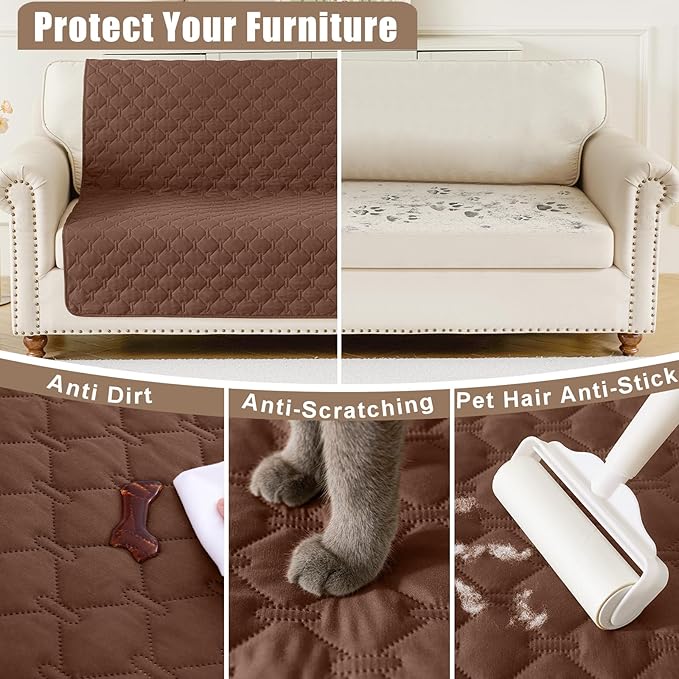 Smiry Waterproof Dog Bed Cover Blanket, Soft Reversible Pet Blanket, Washable Leakproof Cats Dogs Couch Cover for Sofa, Couch, Furniture (52x82 Inch, Brown/Chocolate)