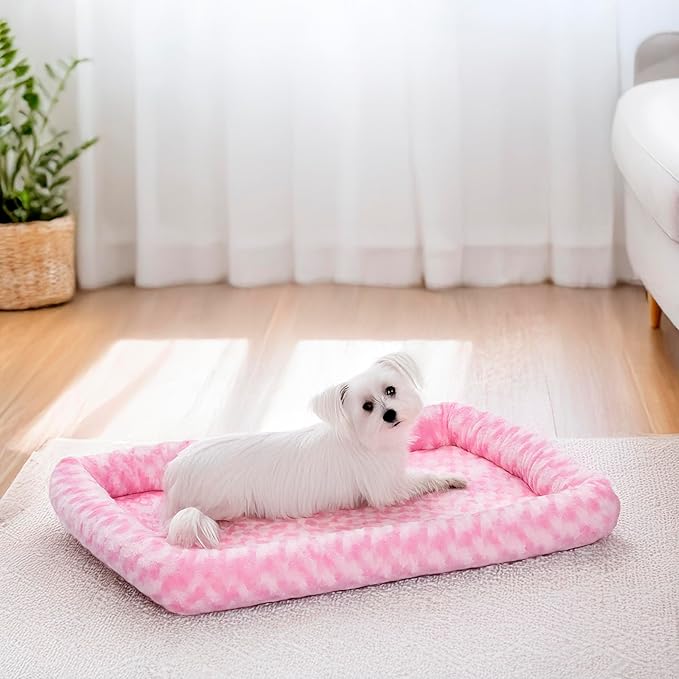 MidWest Homes for Pets QuietTime Fashion XS Dog Bed – Pink Faux Fur Bolster, Ultra-Soft and Machine Washable, Fits 22-Inch Crates and Carriers, for Small Dogs and Cats