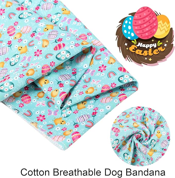 ARING PET Easter Dog Bandanas, Green Chick Eggs Pet Bandana Scarf Triangle Bibs for Puppy Small Medium Large Boy Girl Dogs Cats-L