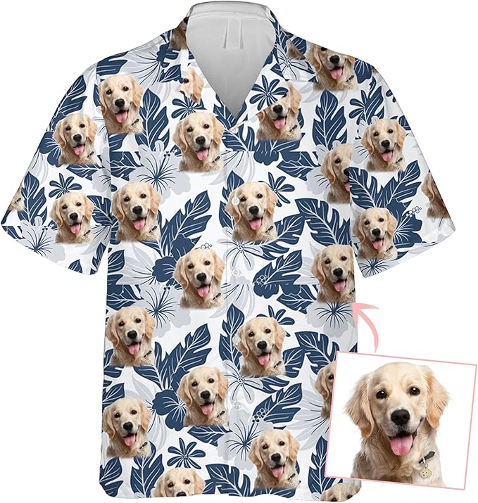 DILYPOD Custom Hawaiian Shirt with Face, Personalized Button Down Hawaiian Shirts for Men, Women, Photo Hawaiians Shirt