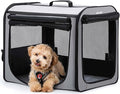 Dog Car Carrier Light Weight 24×17.7×20.5in, Dog Carrier Easy to Assemble, Dog Car Crate Portable and Breathable, Foldable Pet Carrier for Indoor and Outdoor, Dog Travel Crate with Curtain Gray
