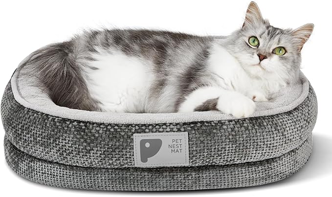 Orthopedic Cat Bed for Puppy & Kitten,Cat Sofa Bed with Egg Crate Foam Four Sided Dog Couch Beds with Removable Cover & Non-Slip Bottom Grey XS