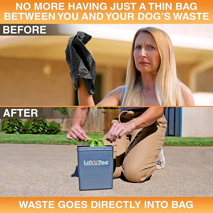 Neater Pet Brands Lift N’ Bag 2.0 Dog Pooper Scooper with Bag Attachment for Small to Large Dogs, New & Improved Design, 15 Refill Bags, Heavy Duty Dog Poop Scooper for Yard & Walks, One-Hand Use