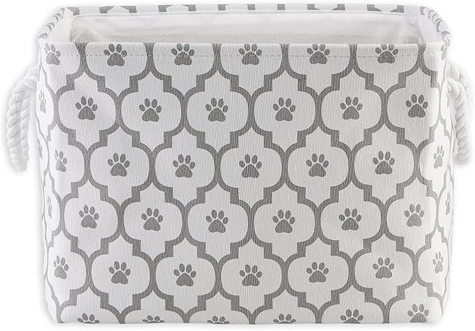 Bone Dry Pet Storage Collection Lattice Paw Print, Medium Rectangle, White/Gray