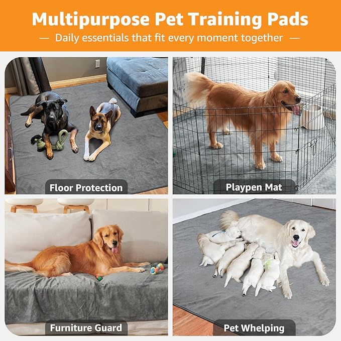 Washable Pee Pads for Dogs, 24x36 4 Pack Reusable Whelping Pads, Absorb Dog Mats Non-Slip Puppy Training Pads for Whelping, Potty, Training, Playpen, Crate