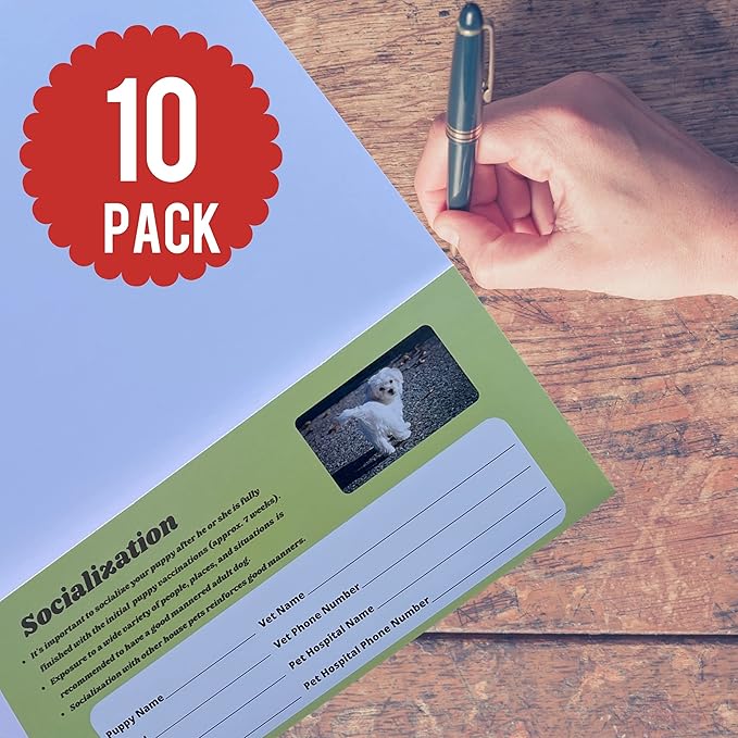 Groomers Margins Puppy Information Folders (10 Pack) - New Puppy Essentials and Dog Health Supplies for Breeders, Veterinarians, and Shelters - A Dog Owner Must Have