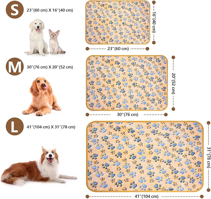LeapSheep Pet Blankets for Dogs Cats - 3Pack Heart Pattern Super Soft Fluffy Dog Blankets for Small Medium Large Doggy Kitten (Paws, Small)