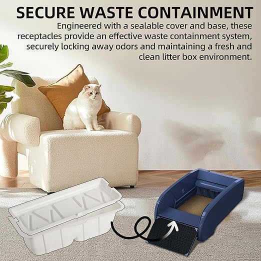 30-Pack Disposable Litter Box Waste Receptacles Compatible with Littermaid 3nd Edition & Nature's Miracle 2nd Edition Automatic Cat Litter Box, Convenient & Odor-Free Disposal