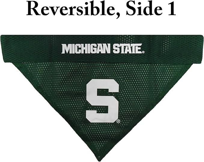 Pets First Collegiate Pet Accessories, Reversible Bandana, Michigan State Spartans, Large/X-Large
