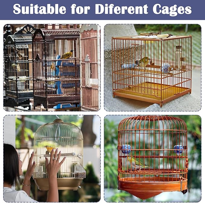 2Pcs Bird Cage Seed Catcher, Soft Airy Bird Cage Net Guard Net Cover Stretchy Universal Birdcage Accessories Suitable Round Square Cages (Circumference 55 Inch to 70 Inch Black White)
