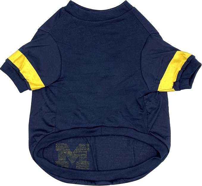 Pets First NCAA Michigan Wolverines T-Shirt for Dogs & Cats. Size Large. Football/BASKTBALL Dog Shirt for College NCAA Team Fans. New & Updated Fashionable Stripe Design