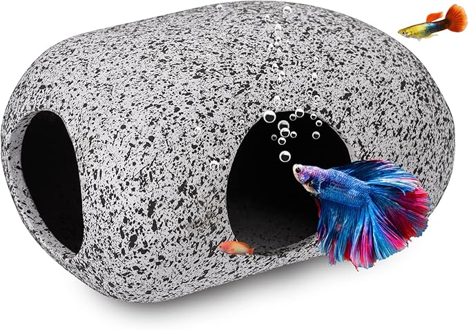 Aquarium Decorations Cave Fish Tank Accessories Rock Decor for Shrimp Cichlid Hiding Breeding Small Fish Bowl Hide Decoration Betta Toys Hideout Stones House（Small）