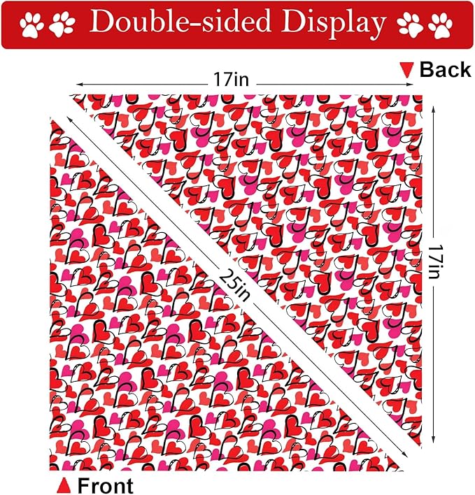 Valentines Dog Bandana Reversible Triangle Bibs Scarf Mother's Day Bandanas for Medium Large Dogs